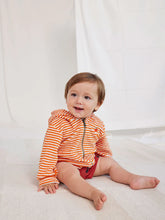 Laden Sie das Bild in den Galerie-Viewer, Baby Orange Stripes Terry Zipped Hoodie