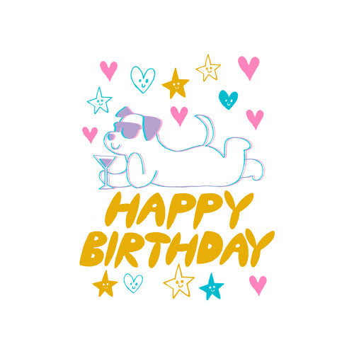 Postkarte "Happy Birthday Cool Dog"