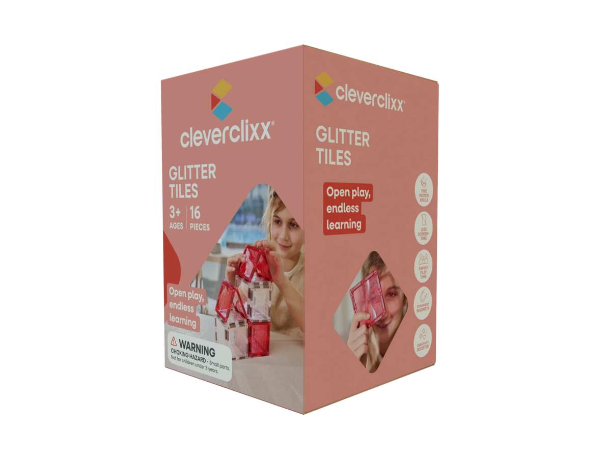 Glitter Tiles Pack Transparent/Rosa 16 Teile