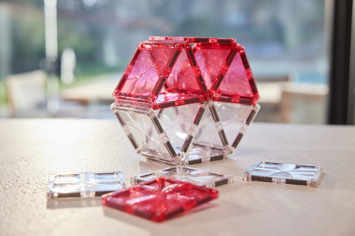 Glitter Tiles Pack Transparent/Rosa 16 Teile