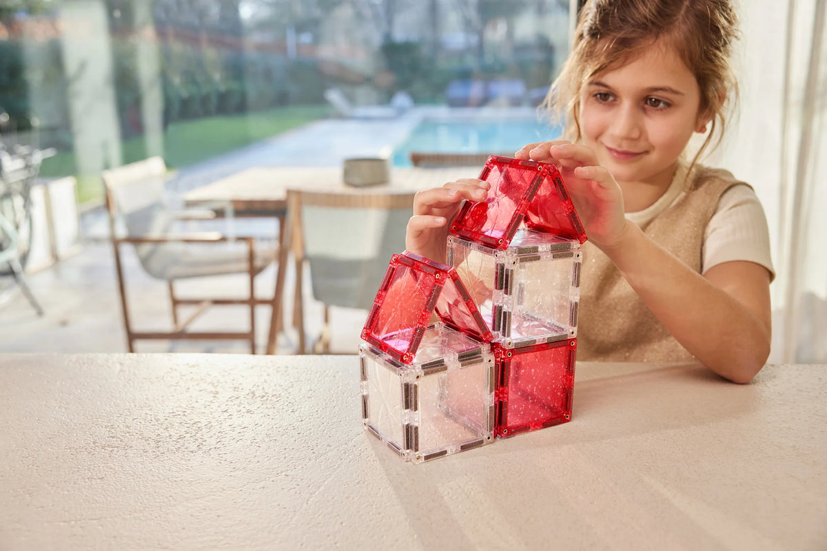 Glitter Tiles Pack Transparent/Rosa 16 Teile