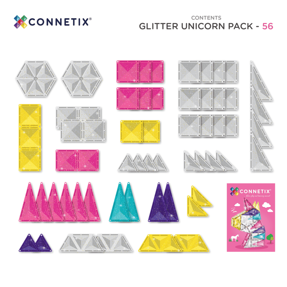 Magnetische Bausteine Glitter Unicorn Pack 56 Teile