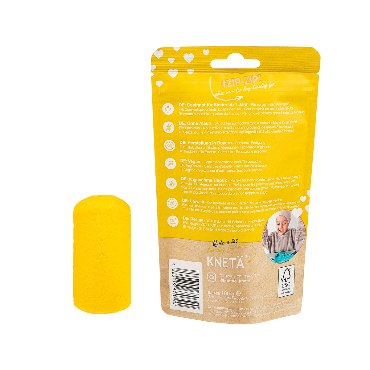 Knete Beutel 100g Gelb