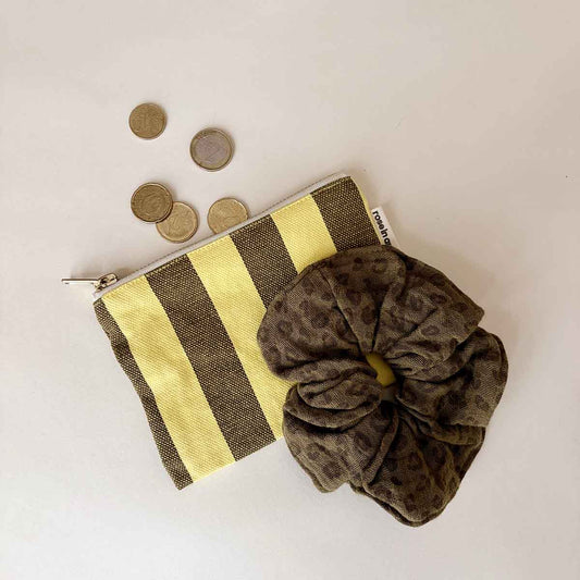 Mini Pouch Marie "Stripes Lemon / olive"