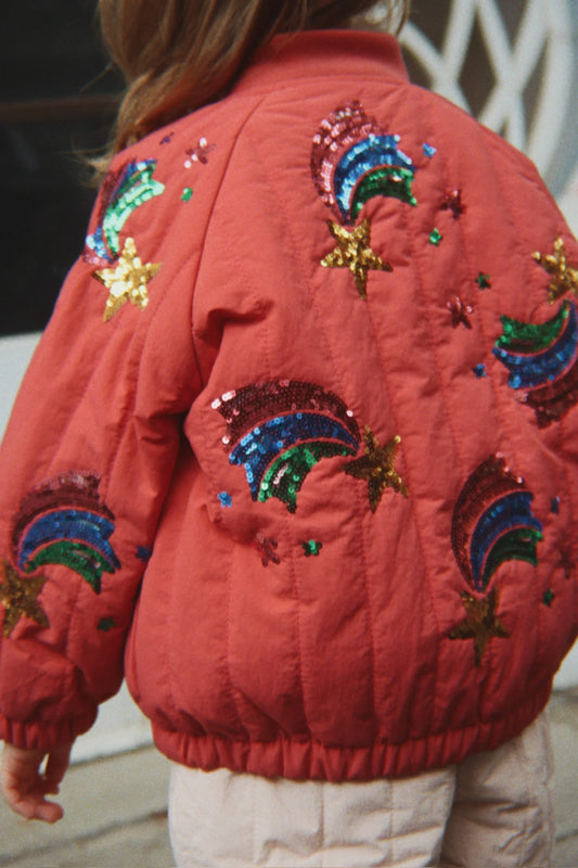 Juno Bomberjacke Pailetten Rainbow