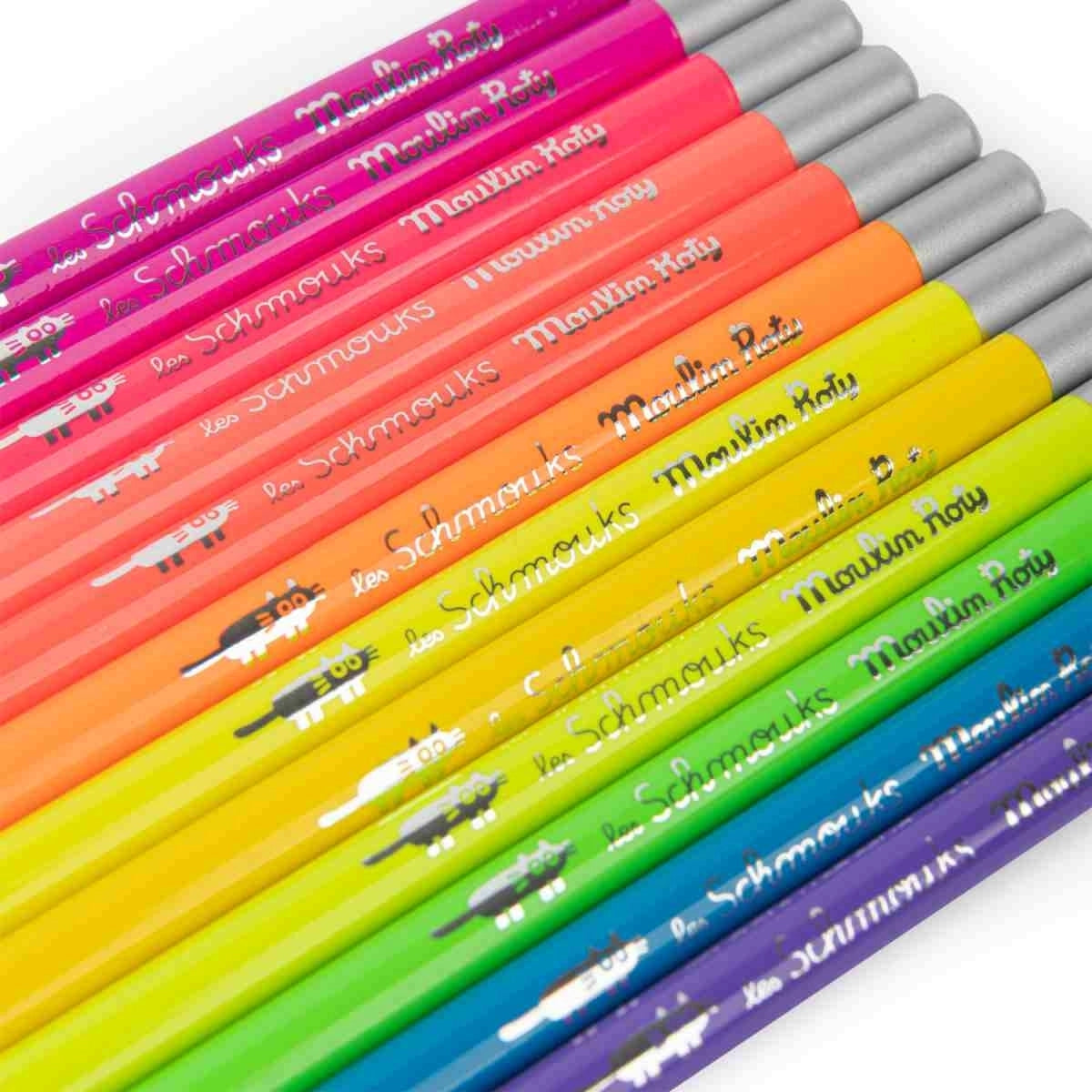 Schmouks 12 neonfarbene Buntstifte