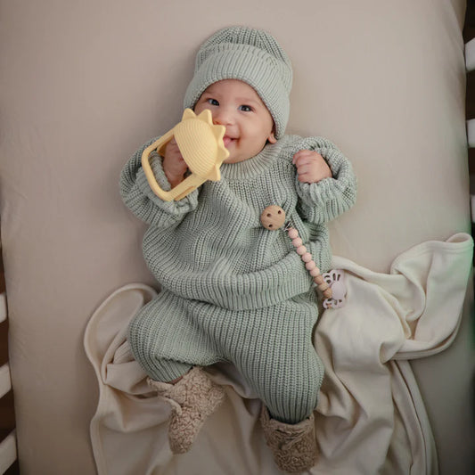 Chunky Knit Baby Sweater Light Mint