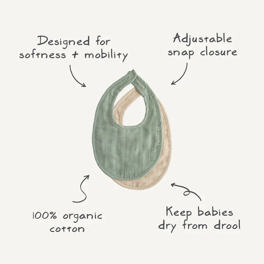 Muslin Bib Set Roman Green/Fog