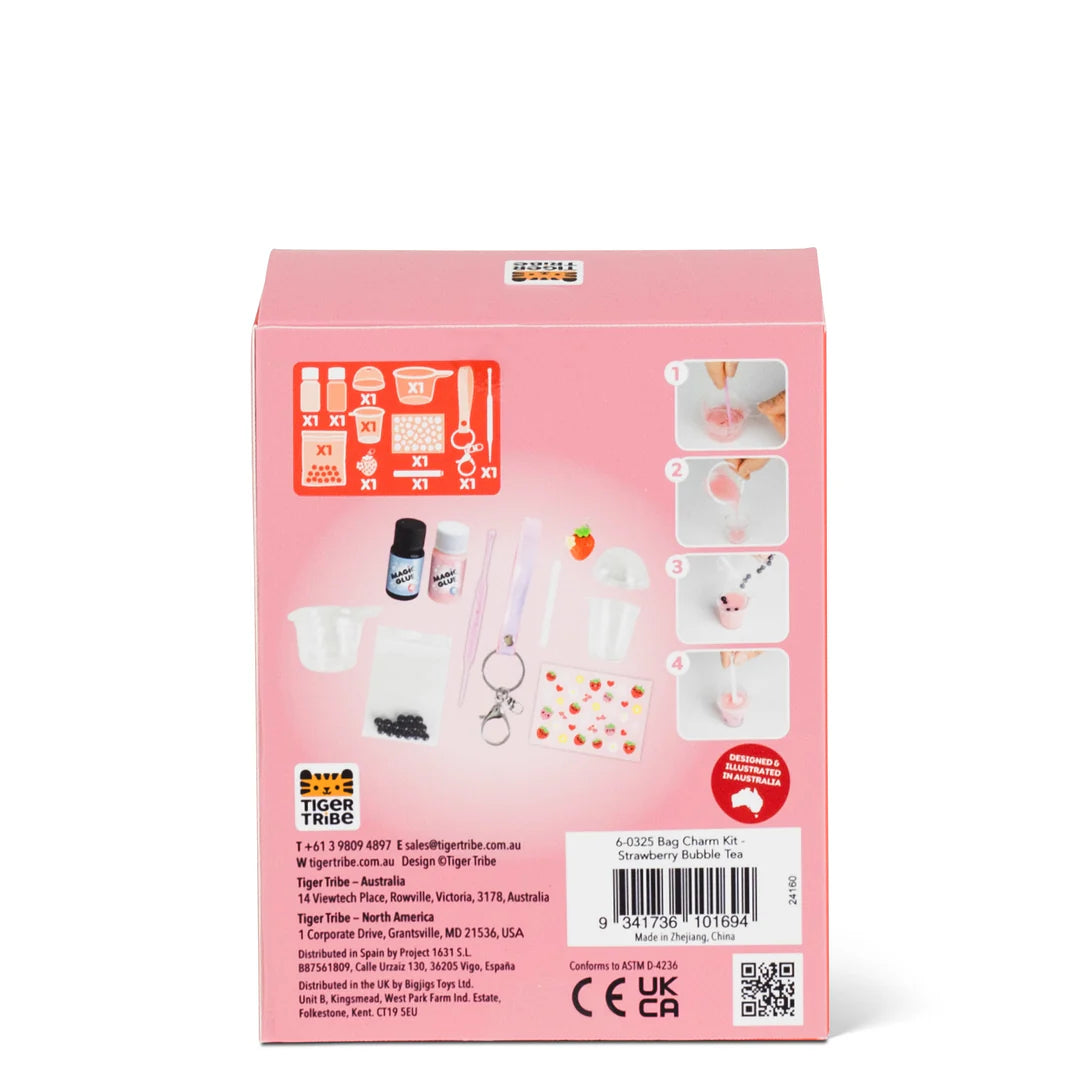 Bag Charm Kit Strawberry Bubble Tea