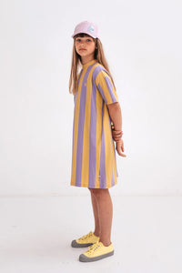 T-Shirt Kleid Golden Violet Block Stripe