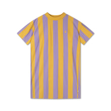 Laden Sie das Bild in den Galerie-Viewer, T-Shirt Kleid Golden Violet Block Stripe