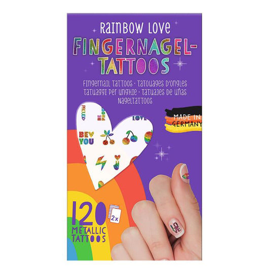 Fingernagel-Tattoos Rainbow Love