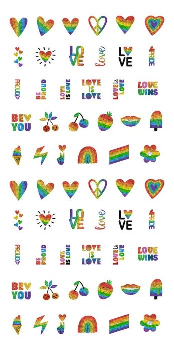 Fingernagel-Tattoos Rainbow Love