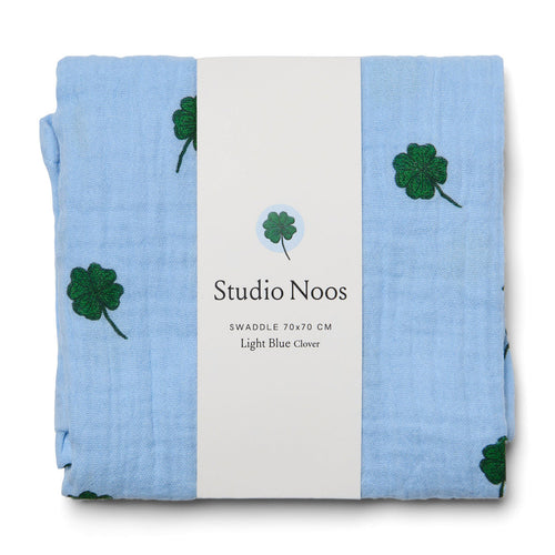 Light Blue Clover Swaddle Small