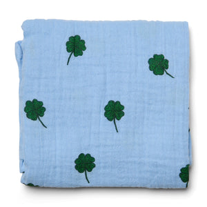 Light Blue Clover Swaddle Small