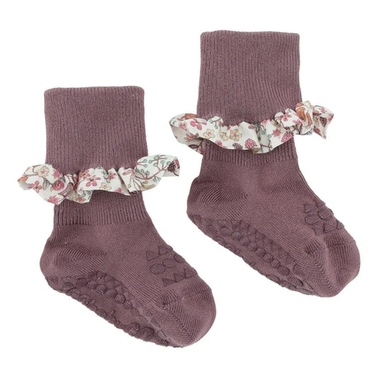 Rutschfeste Bambus Socken Liberty Misty Plum