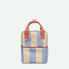 Laden Sie das Bild in den Galerie-Viewer, Rucksack small Stripes Cloud blue + twiggy beige