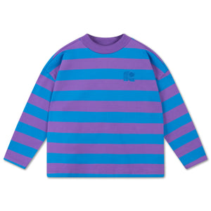 Oversized Boxy Sweater Cool Pool Violet Blue Block Stripe