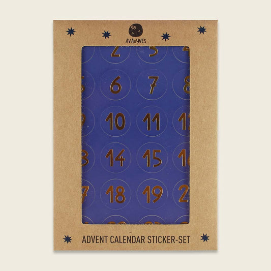 Adventskalender-Zahlensticker blau/gold