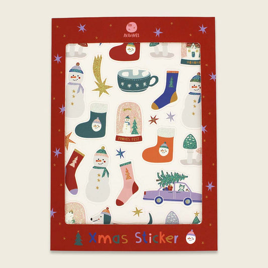 Xmas Adventskalender-Sticker bunt mit Glitzereffekt