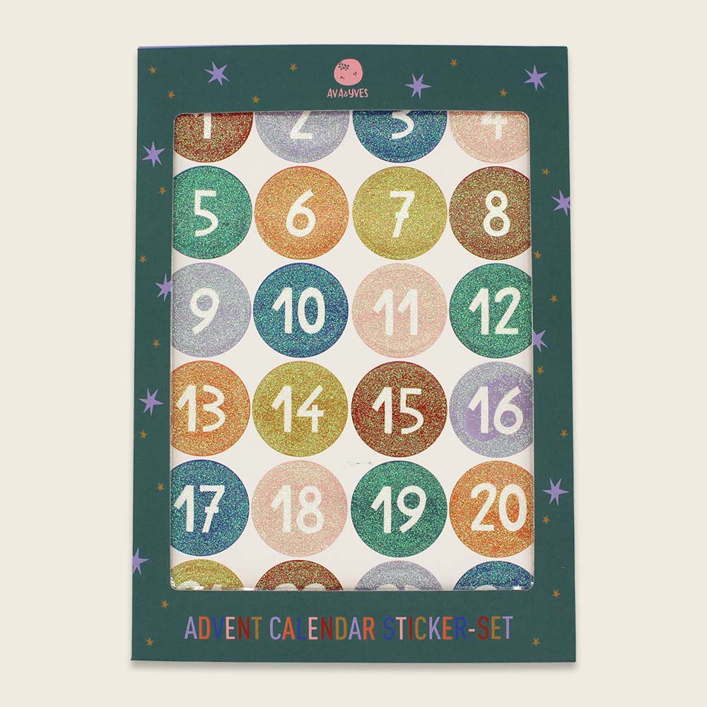 Adventskalender-Zahlensticker bunt