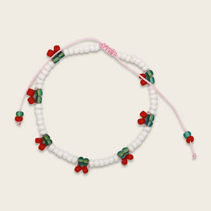 Perlenarmband Kirschen mit Makrameeverschluss