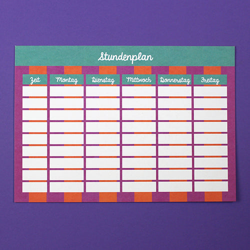 Stundenplan fuchsia / rot / petrol