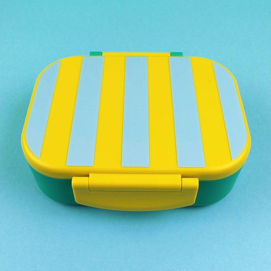 Brotdose Stripes gelb/hellblau/grün