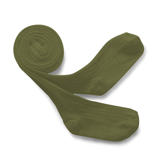 Louise Gerippte Strumpfhose Oliv