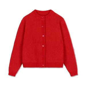 Knit Cardigan Red