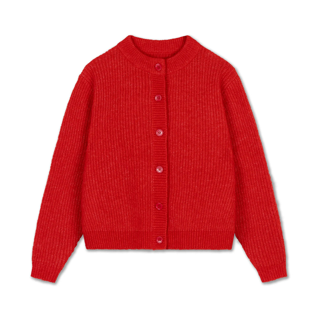 Knit Cardigan Red