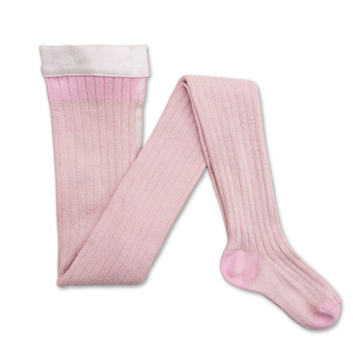 Amélie Gerippte Glitzerstrumpfhose Rose Dragée