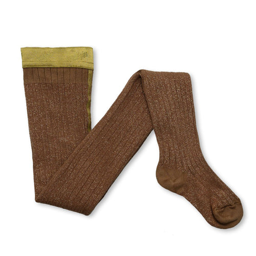 Amélie Gerippte Glitzerstrumpfhose Biscuit