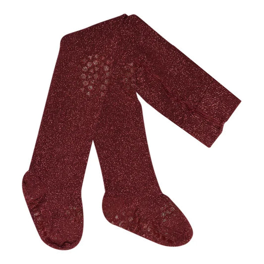Krabbelstrumpfhose Bambus Glitter Wine Red