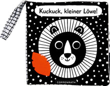 Laden Sie das Bild in den Galerie-Viewer, Babys kuschelweiches Kontrastbuch "Löwe"