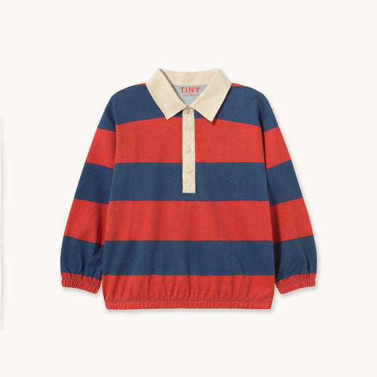 Dark Red Stripes Polo Sweatshirt