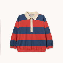 Laden Sie das Bild in den Galerie-Viewer, Dark Red Stripes Polo Sweatshirt