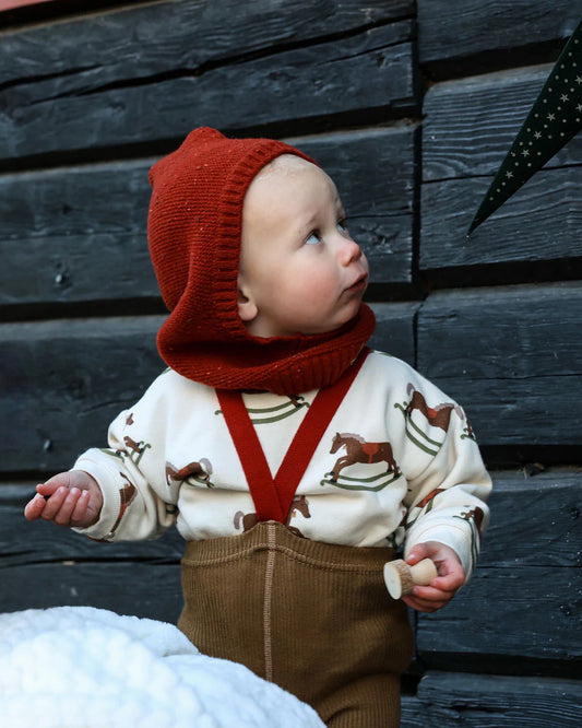 Trägerstrumpfhose ohne Fuß Acorn Brown x Maple Leaf