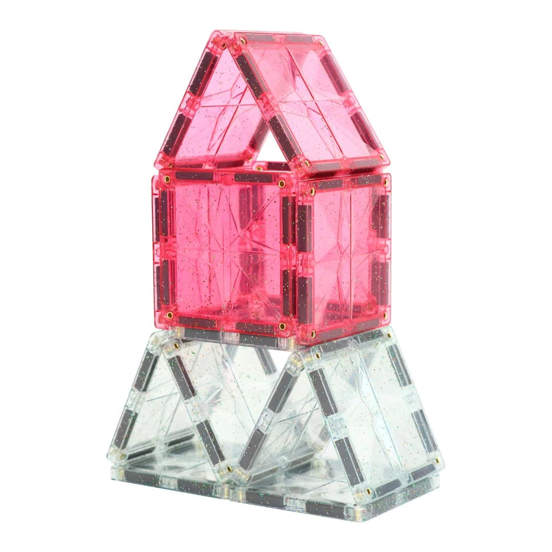 Glitter Tiles Pack Transparent/Rosa 16 Teile