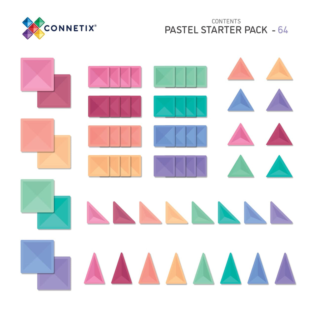Magnetische Bausteine Pastel Starter Pack 64 Teile