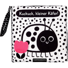 Laden Sie das Bild in den Galerie-Viewer, Babys kuschelweiches Kontrastbuch "Kuckuck kleiner Käfer!"