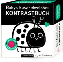 Laden Sie das Bild in den Galerie-Viewer, Babys kuschelweiches Kontrastbuch "Kuckuck kleiner Käfer!"