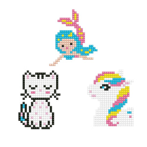Diamond Painting Sticker Katze, Meerjungfrau & Pony