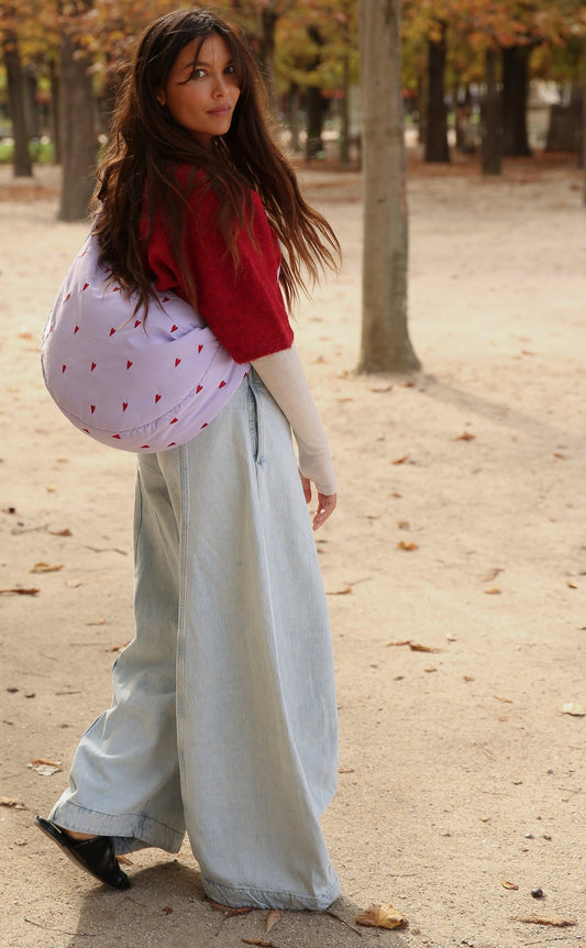 Lila Puffy Hearts Crossbody Bag