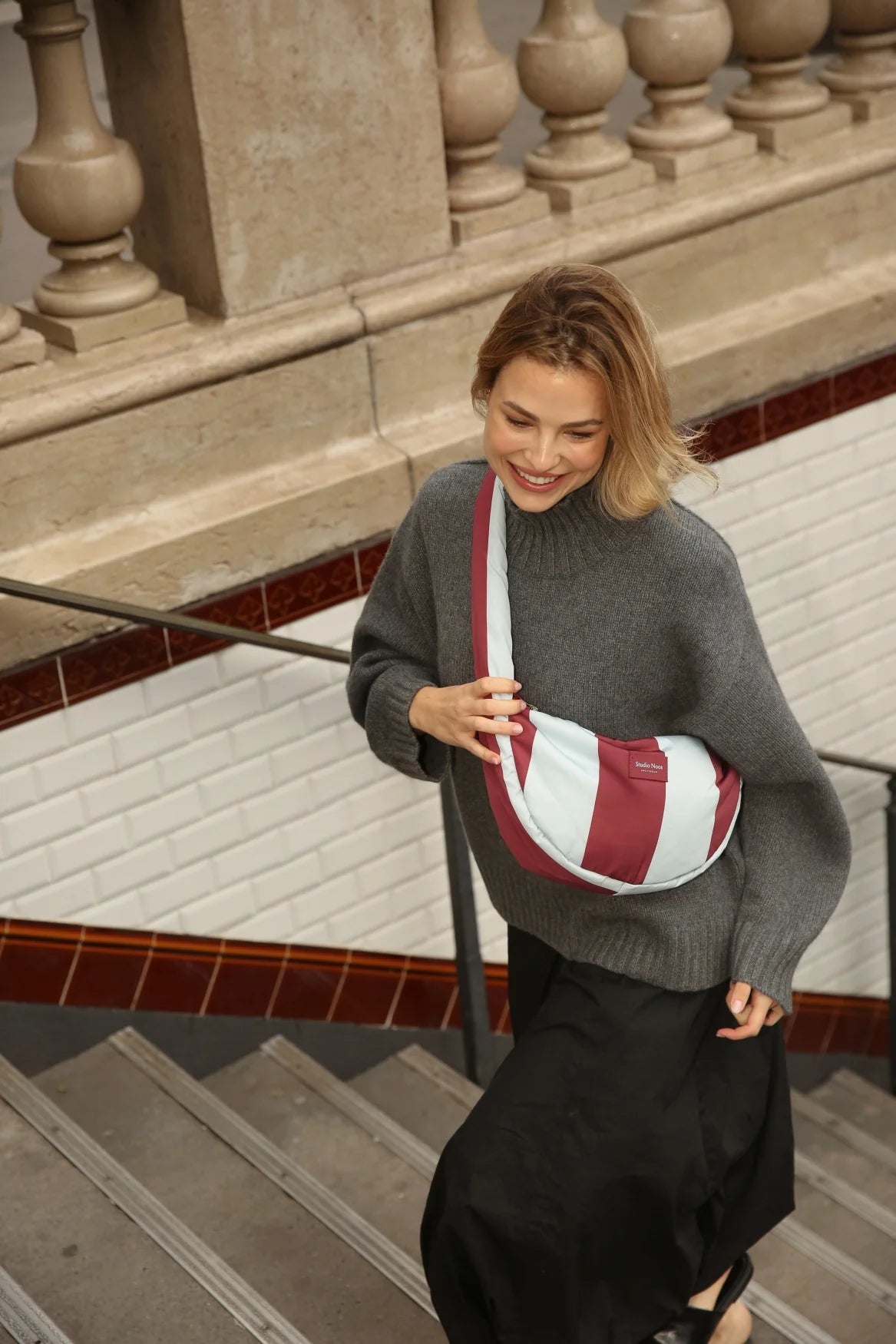 Bordeaux/Hellblau Puffy Mini Cross Body Bag