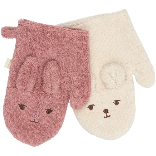 2er Set Waschlappen Bear & Bunny Ash Rose