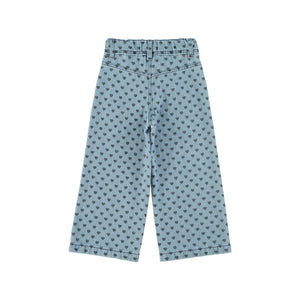 Hose Washed blue denim black hearts