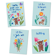 Laden Sie das Bild in den Galerie-Viewer, Baby Meilensteinkarten &quot;Hallo große weite wunderschöne Welt&quot;