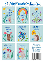 Laden Sie das Bild in den Galerie-Viewer, Baby Meilensteinkarten &quot;Hallo große weite wunderschöne Welt&quot;