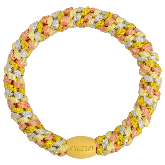 Haargummi Mix Yellow Peach Glitter